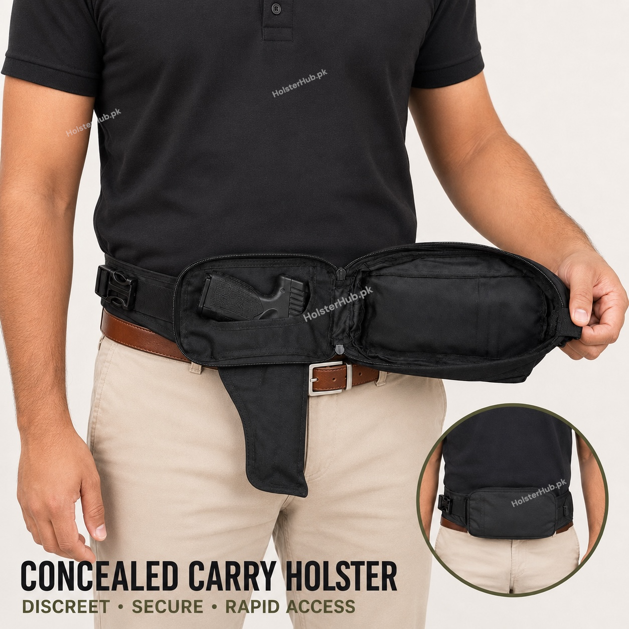 HolsterHub’s Concealed Carry Waist Holster | Rapid-Access EDC Pouch