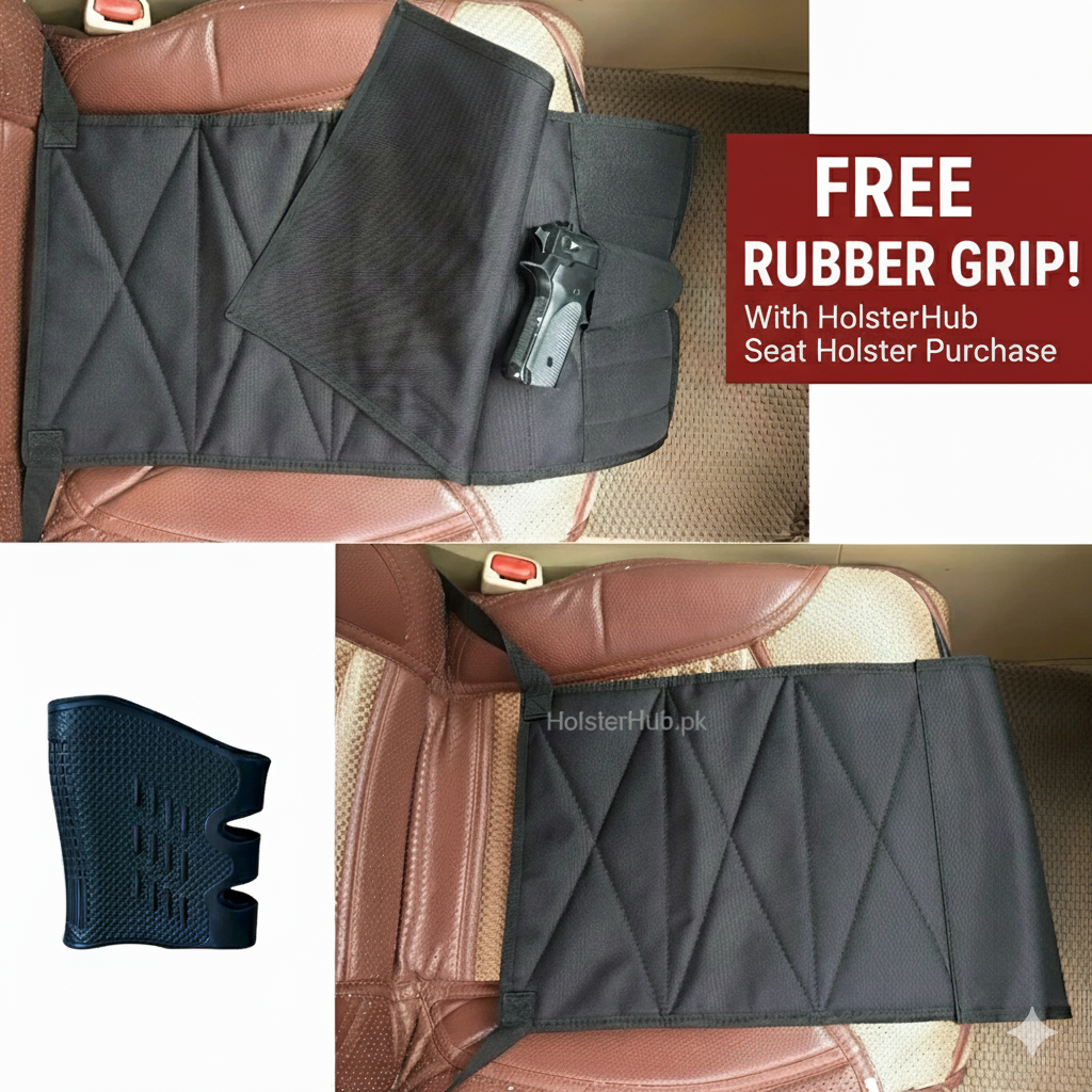 Holster Hub's Premium Seat Holster Best for Car & Office Chair 🔥 With FREE Rubber Grip!