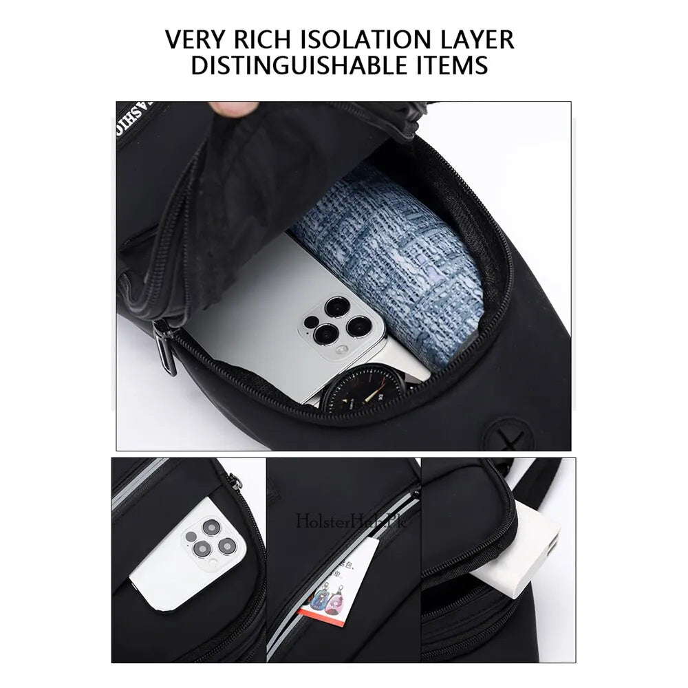 Men's Waterproof USB Crossbody Bag