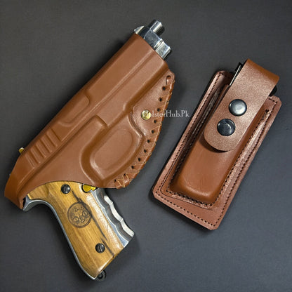 Mold Holster for 9mm Made of Pure Leather - Best for Pant, Belt and Shalwar.