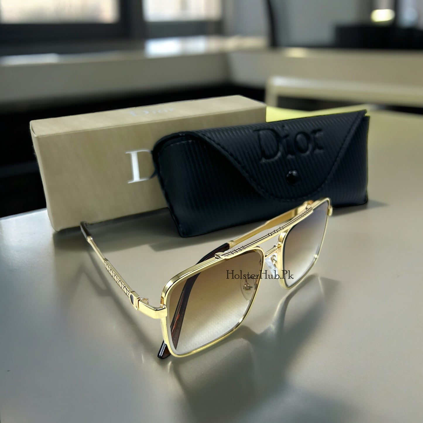 Dior Gold Frame Aviator Sunglases