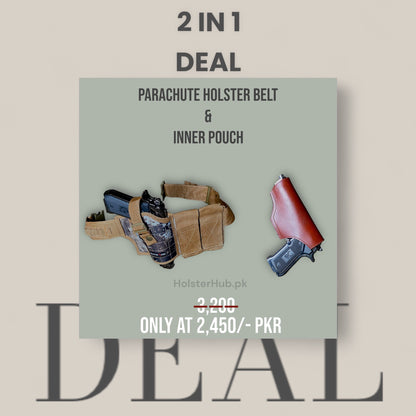 2 in 1 Deal - Parachute Holster Belt | (PC-06) SR + Inner Waist Leather Pouch