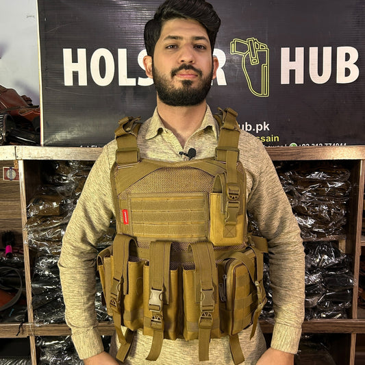 HolsterHub Premium Bullet Proof Jacket –  Slots For 3 Plate, Rifle Mag, Walkie & Pistol Pouch