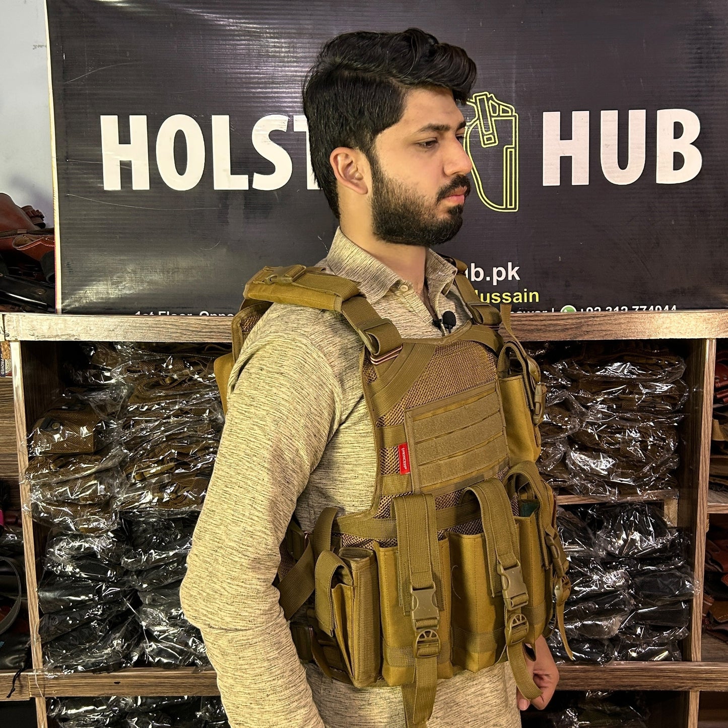 HolsterHub Premium Bullet Proof Jacket –  Slots For 3 Plate, Rifle Mag, Walkie & Pistol Pouch