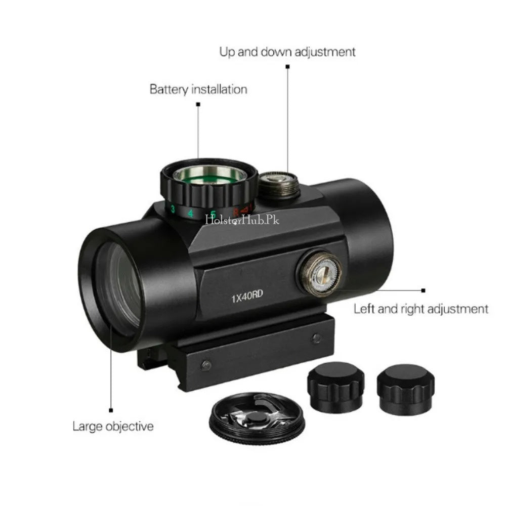 PrecisionOptic 1x40 Single-Tube Scope with Red/Green Dot Sight – Outdoor Edition