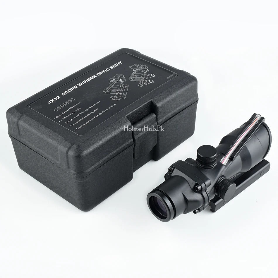 Precision View ACOG 4X32 Scope - Red Fiber Optics Edition