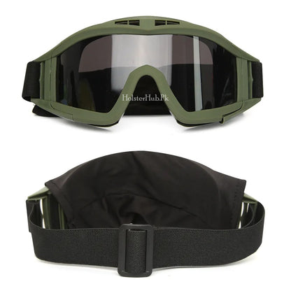 Wind Guard Tactical Goggles with 3 Interchangeable Lenses