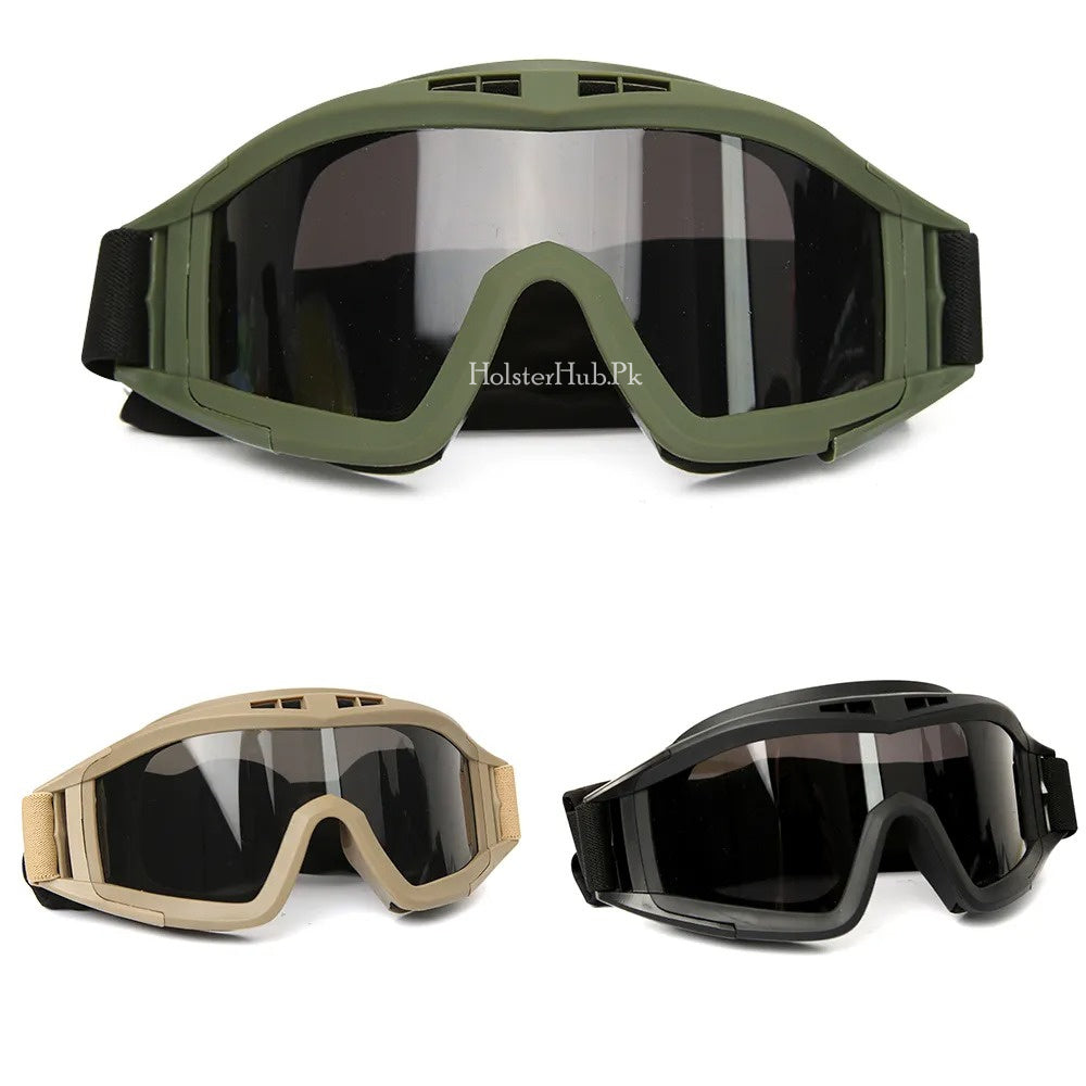 Wind Guard Tactical Goggles with 3 Interchangeable Lenses