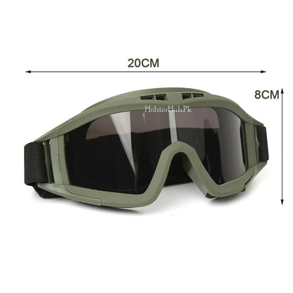 Wind Guard Tactical Goggles with 3 Interchangeable Lenses