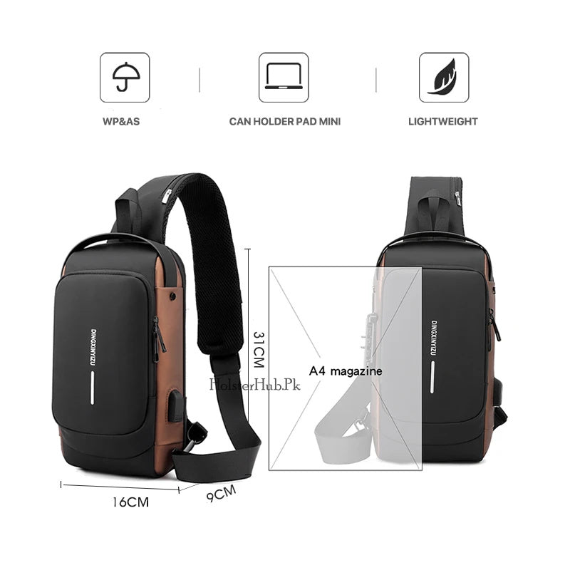 Men's Waterproof Anti-theft Crossbody Sling Bag